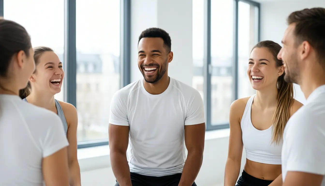 Team bei einer aktiven Pause im Büro – Betriebliches Gesundheitsmanagement im Alltag